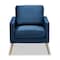 Baxton Studio Leland Glam and Luxe Navy Blue Velvet Fabric and Gold Finished Armchair 182-11446-Zoro - alternate 3